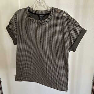 Lauren Ralph Lauren Blue and Brown Houndstooth Tee